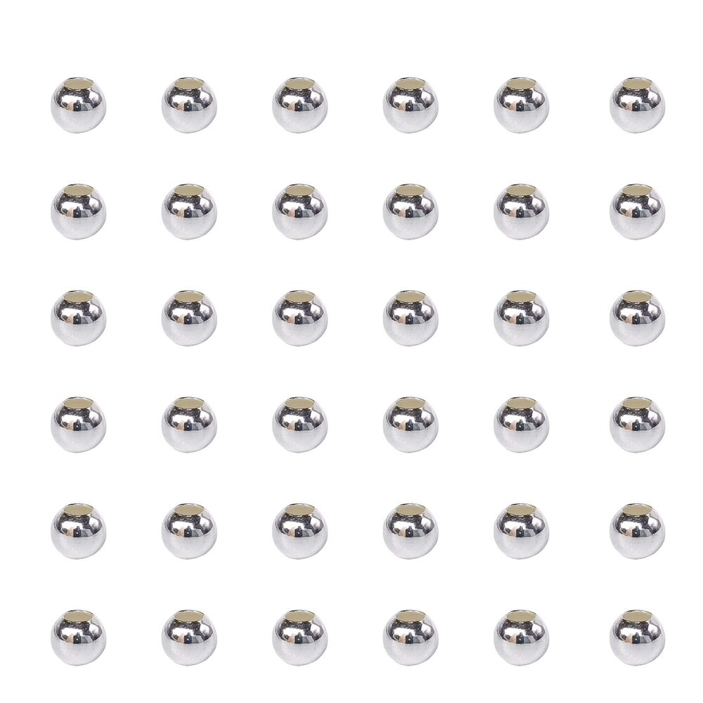 4410 50 Pieces Genuine 925 Sterling Silver Round Ball Beads 4mm Tiny Spacer